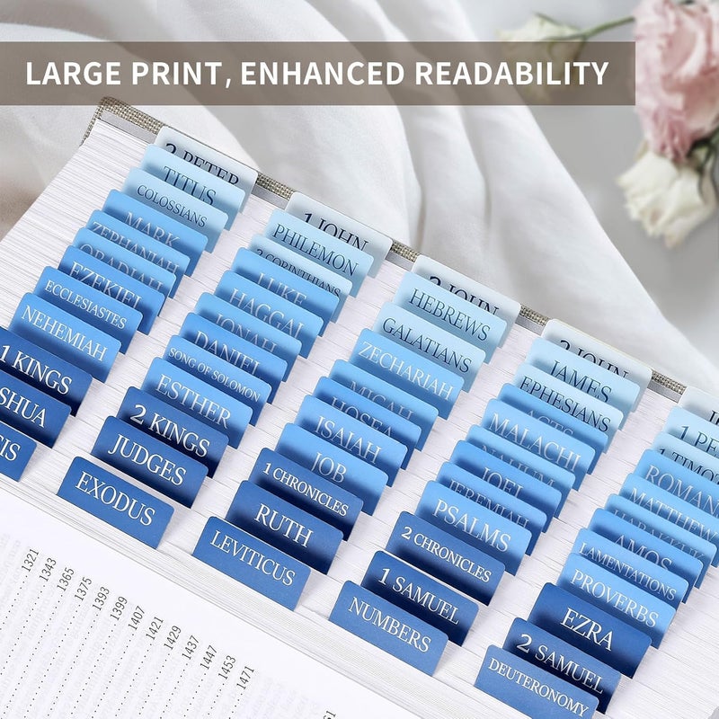 Taja Bible Tabs for Women & Men, Laminated Bible Tabs for Study Bible, Large Print Neutral Bible Tabs for Easy Navigation, Bible Index Tabs, 66 Tabs Old & New Testament, Extra 9 Blank Tabs - Ocean Serenity - Image 4